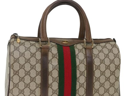 GUCCI GG Supreme Web Sherry Line Boston Bag PVC Beige Red 40 02 007 ki4347 on Sale