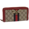 GUCCI GG Supreme Sherry Line Long Wallet PVC Beige Red Navy 476069 bs12324 Online now