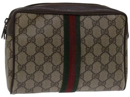 GUCCI GG Supreme Web Sherry Line Clutch Bag Beige Red Green 89 01 012 66851 For Discount