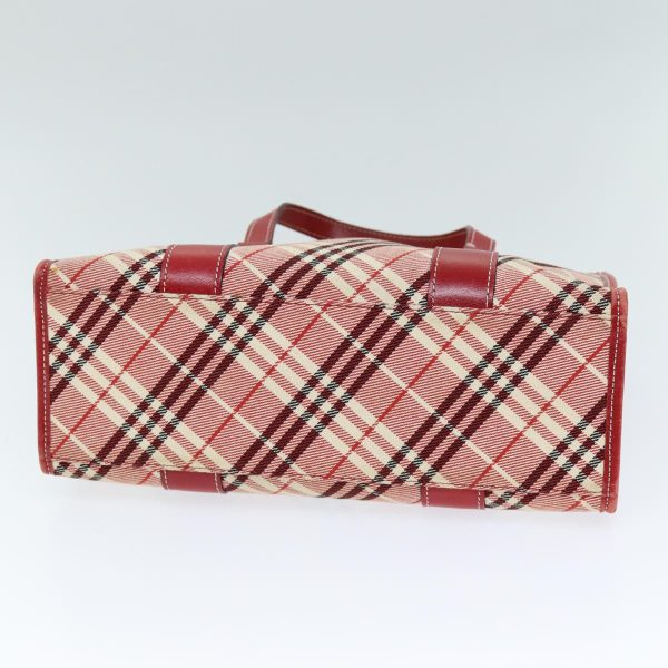 BURBERRY Nova Check Blue Label Hand Bag Canvas RedNew yb551 Hot on Sale