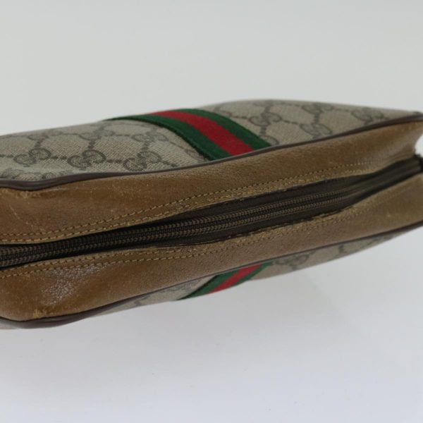 GUCCI GG Supreme Web Sherry Line Clutch Bag Beige Red Green 89 01 012 66852 Online