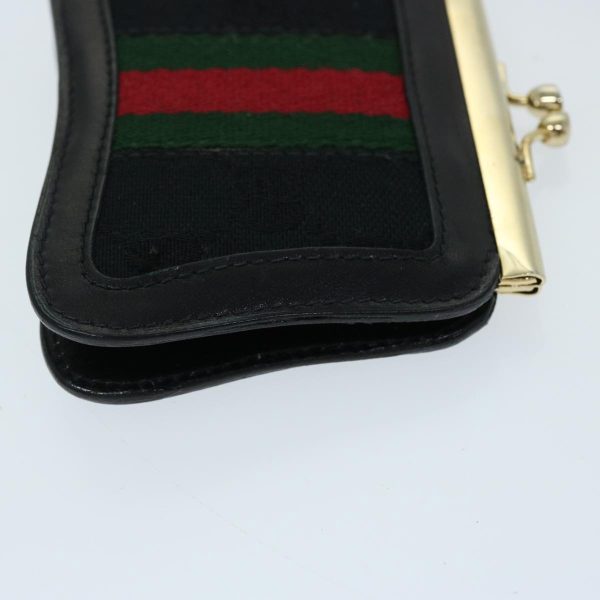 GUCCI GG Canvas Web Sherry Line Gamaguchi Coin Purse Black Red Green fm3299 Online now