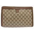 GUCCI GG Supreme Web Sherry Line Clutch Bag PVC Beige Red 89 01 033 70726 For Discount