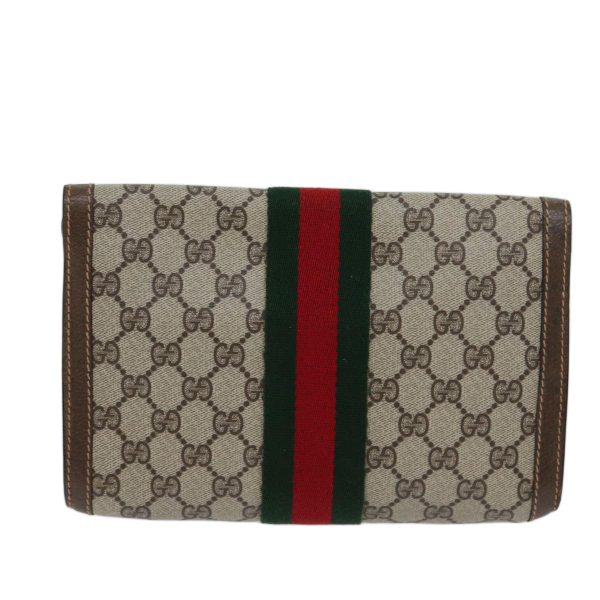 GUCCI GG Supreme Web Sherry Line Clutch Bag PVC Beige Red 89 01 006 72501 For Sale