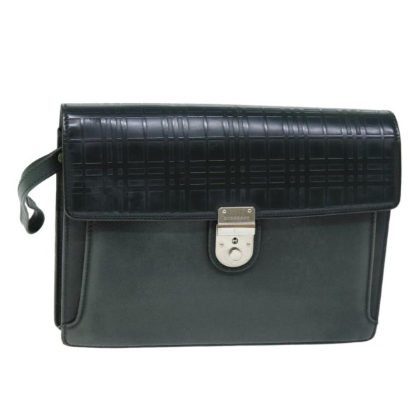 BURBERRY Clutch Bag Leather GreenNew bs14503 on Sale