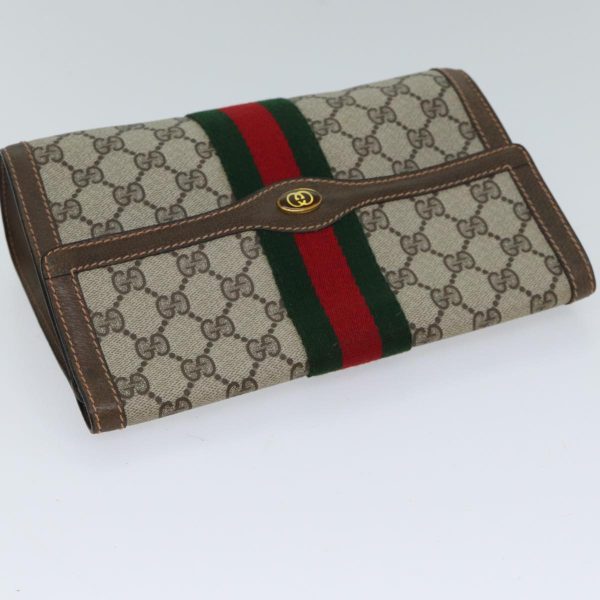 GUCCI GG Supreme Web Sherry Line Clutch Bag PVC Beige Red 89 01 006 72501 For Sale