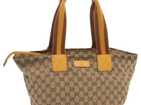 GUCCI GG Canvas Sherry Line Tote Bag Yellow Beige Brown 131230 67818 Hot on Sale