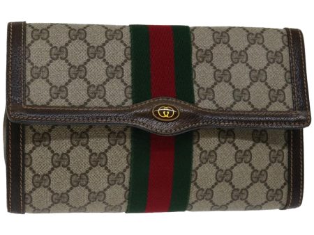 GUCCI GG Supreme Web Sherry Line Clutch Bag Beige Red 41 014 3087 25 66850 Hot on Sale