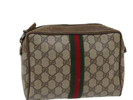 GUCCI GG Supreme Web Sherry Line Clutch Bag PVC Beige Red 89 01 012 72452 Online Sale