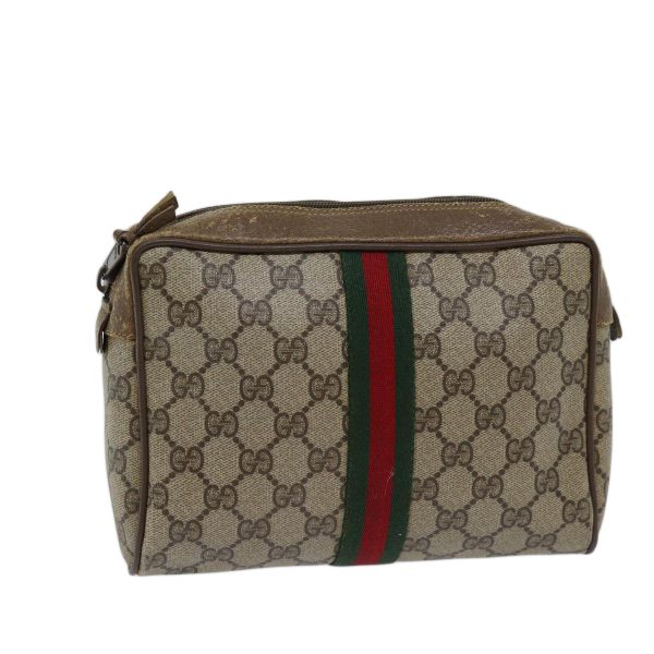 GUCCI GG Supreme Web Sherry Line Clutch Bag PVC Beige Red 89 01 012 72452 Online Sale