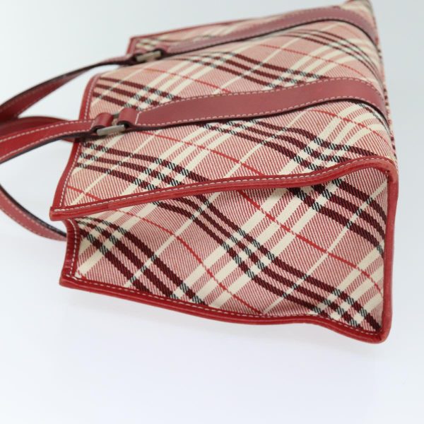 BURBERRY Nova Check Blue Label Hand Bag Canvas RedNew yb551 Hot on Sale