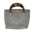 GUCCI Bamboo Hand Bag Suede 2way Light Blue 71086 Discount