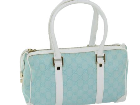 GUCCI GG Canvas Hand Bag Light Blue White 68140 Hot on Sale