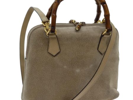 GUCCI Bamboo Hand Bag Suede 2way Beige 70950 Discount