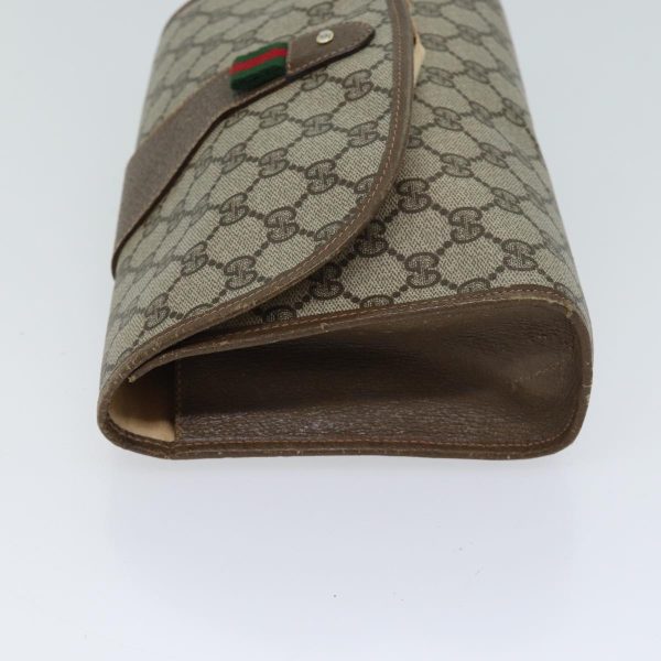 GUCCI GG Canvas Web Sherry Line Clutch Bag PVC Beige Green Red bs13629 Online