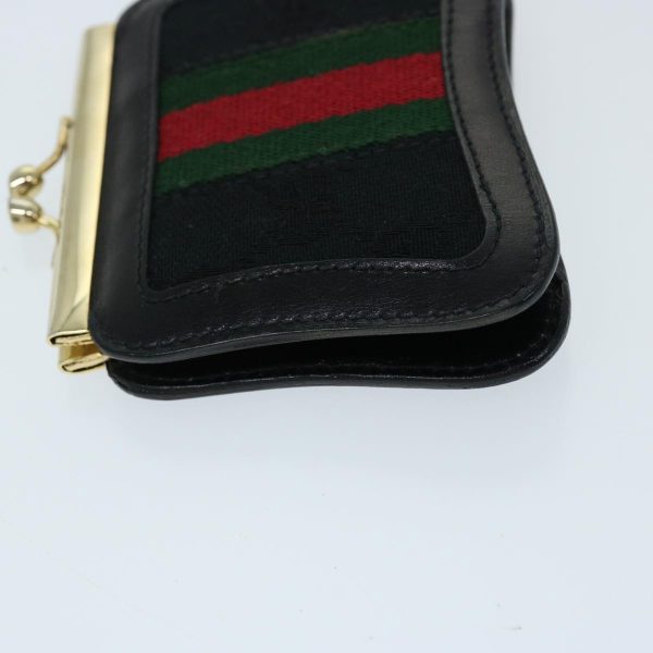 GUCCI GG Canvas Web Sherry Line Gamaguchi Coin Purse Black Red Green fm3299 Online now