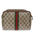 GUCCI GG Supreme Web Sherry Line Clutch Bag PVC Beige Red Green ep4046 For Discount