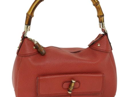 GUCCI Bamboo Shoulder Bag Leather Orange 137383 66492 Cheap