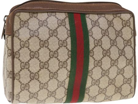 GUCCI GG Canvas Web Sherry Line Clutch Bag PVC Beige Red 89 01 012 yk10675 Hot on Sale