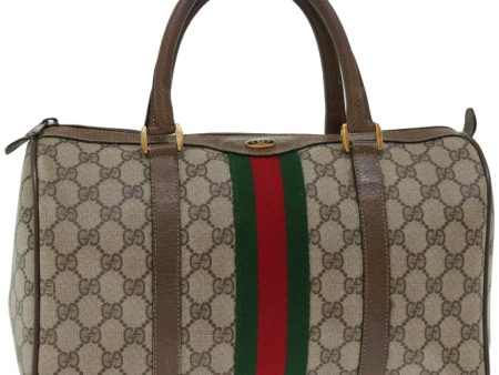 GUCCI GG Supreme Web Sherry Line Boston Bag Beige Red 39 02 007 yk10775 Hot on Sale