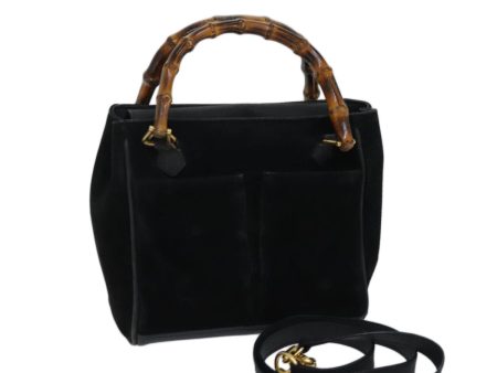 GUCCI Bamboo Hand Bag Suede 2way Black 000 122 0316 71504 Online now