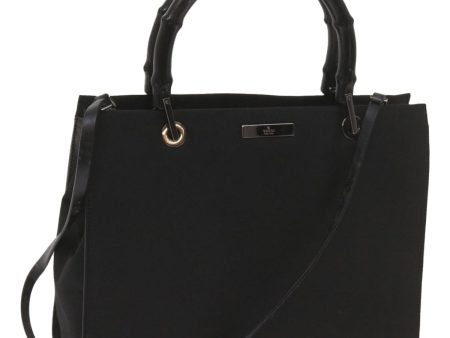 GUCCI Bamboo Hand Bag Canvas 2way Black 002 1016 ep3572 Hot on Sale