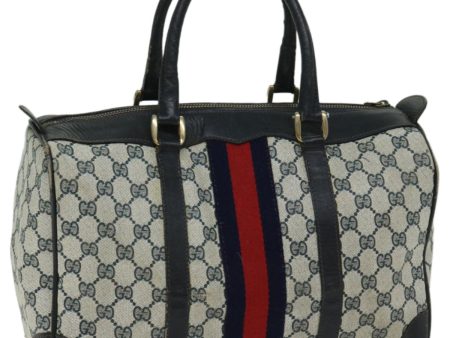 GUCCI GG Supreme Sherry Line Boston Bag PVC Navy Red ep3534 Cheap