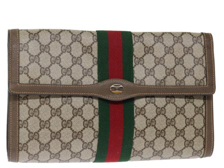 GUCCI GG Supreme Web Sherry Line Clutch Bag PVC Beige Red 89 01 007 ep4065 For Discount