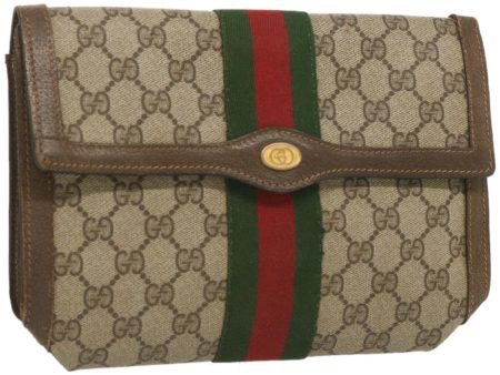 GUCCI GG Supreme Web Sherry Line Clutch Bag PVC Beige 41 014 3087 ac2797 For Cheap