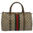 GUCCI GG Supreme Web Sherry Line Boston Bag Beige Red 24 02 007 yk10839 Online Hot Sale