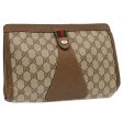 GUCCI GG Supreme Web Sherry Line Clutch Bag PVC Beige Red 89 01 033 70726 For Discount