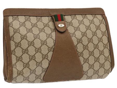 GUCCI GG Supreme Web Sherry Line Clutch Bag PVC Beige Red 89 01 033 70726 For Discount