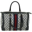 GUCCI GG Supreme Sherry Line Boston Bag PVC Navy Red fm3263 Online