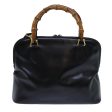 GUCCI Bamboo Hand Bag Leather 2way Black 70622 Cheap