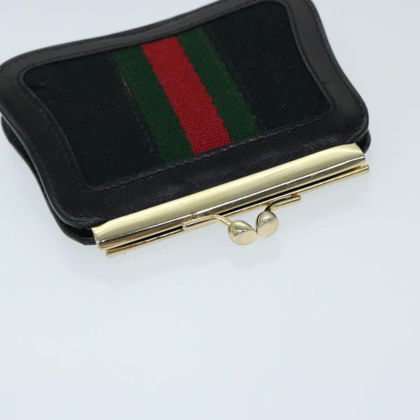 GUCCI GG Canvas Web Sherry Line Gamaguchi Coin Purse Black Red Green fm3299 Online now