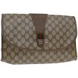 GUCCI GG Supreme Web Sherry Line Clutch Bag PVC Beige Red 89 01 031 67735 Supply