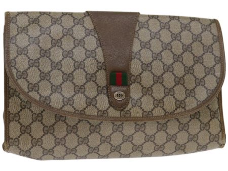 GUCCI GG Supreme Web Sherry Line Clutch Bag PVC Beige Red 89 01 031 67735 Supply