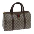 GUCCI GG Canvas Web Sherry Line Boston Bag PVC Beige Green Red 72596 Online now