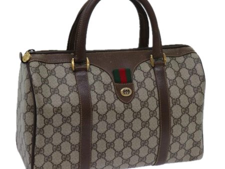 GUCCI GG Canvas Web Sherry Line Boston Bag PVC Beige Green Red 72596 Online now