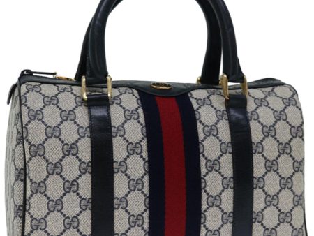 GUCCI GG Supreme Sherry Line Boston Bag PVC Navy Red 010 378 yk10830 Online Hot Sale