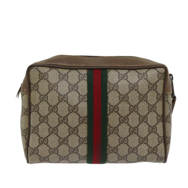 GUCCI GG Supreme Web Sherry Line Clutch Bag PVC Beige Red 89 01 012 72452 Online Sale