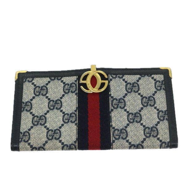 GUCCI GG Supreme Sherry Line Billfold PVC Red Navy fm3302 Cheap