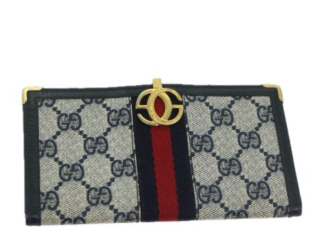 GUCCI GG Supreme Sherry Line Billfold PVC Red Navy fm3302 Cheap