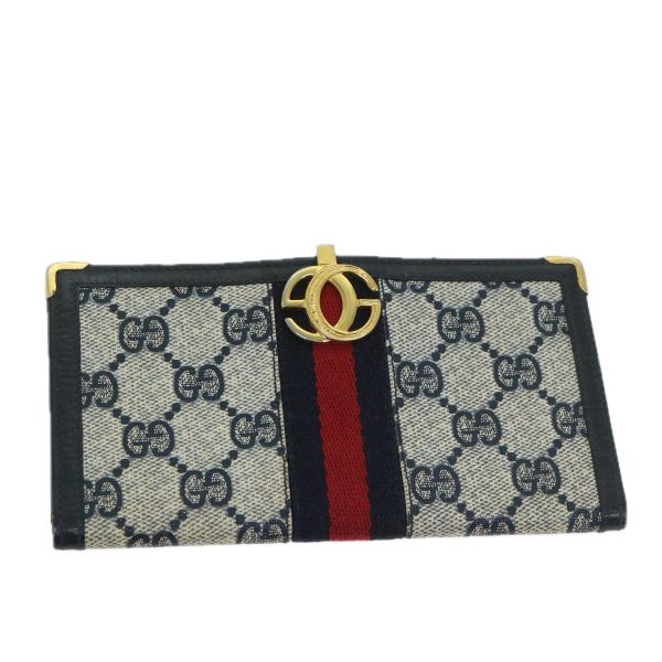 GUCCI GG Supreme Sherry Line Billfold PVC Red Navy fm3302 Cheap