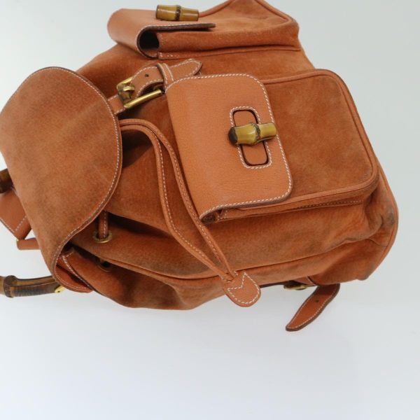 GUCCI Bamboo Backpack Suede Leather Orange 003 2058 0016 67685 Online now