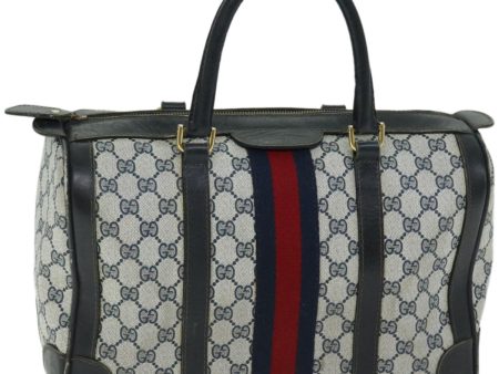 GUCCI GG Supreme Sherry Line Boston Bag PVC Navy Red fm3263 Online