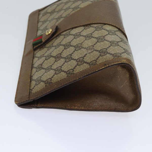 GUCCI GG Supreme Web Sherry Line Clutch Bag PVC Beige Green 89 01 033 72043 Online Hot Sale