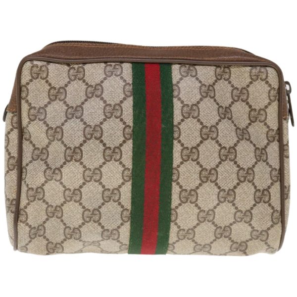 GUCCI GG Canvas Web Sherry Line Clutch Bag PVC Beige Red 89 01 012 yk10675 Hot on Sale