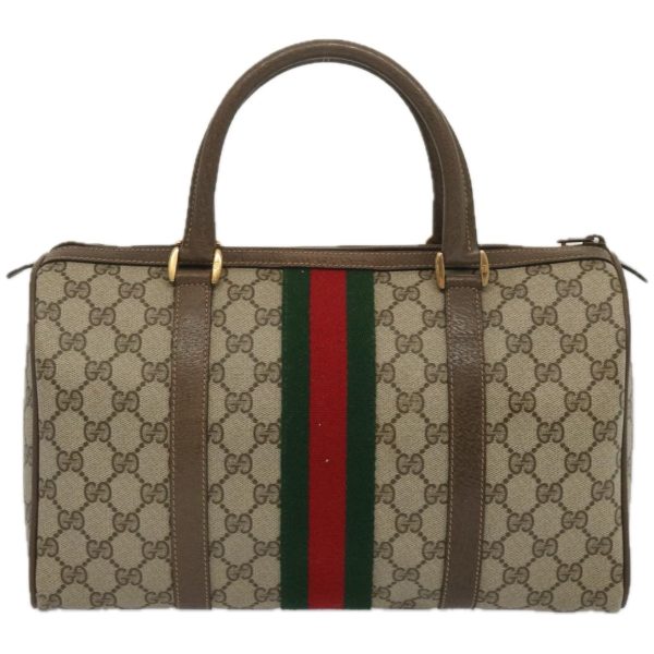 GUCCI GG Supreme Web Sherry Line Boston Bag Beige Red 24 02 007 yk10839 Online Hot Sale