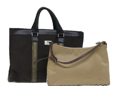 BURBERRY Black label Tote Bag Nylon Canvas 2Set Beige BrownNew bs14274 Cheap